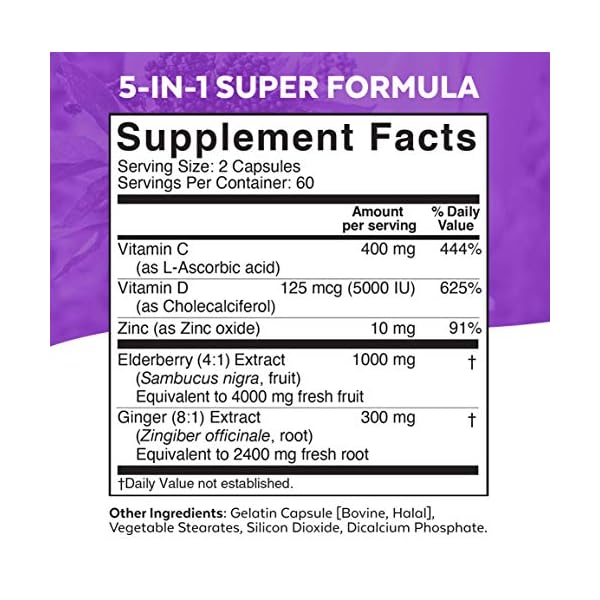 Viva-Naturals-Elderberry-Vitamin-C-Zinc-Vitamin-D-5000-IU-Ginger-Antioxidant-Immune-Support-Supplement-2-Month-Supply-120-Capsules-5-in-1-Daily-Immune-Support-for-Adults Viva Naturals Elderberry with Vitamin C and Zinc for Adults - 5 in 1 Sambucus Black Elderberry Capsules with Vitamin D3 5000 IU, Elderberries Immune Support Supplement 2 Months Supply Pills