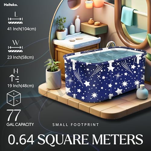 Image of Helteko Bath Tub for Adult for Bathroom, Foldable Tub for Home Use with Drainage Hole, Thickened Insulated Ice Bath Tub, Inflatable BathTub for Adults, Ice BathTub for Adults (Star)