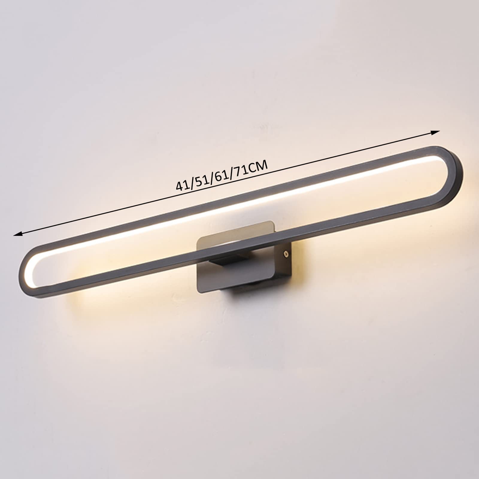 Vanity Lighting Simple 41/51/61/71cm Luces delanteras de espejo, Nordic Creative American Black Villa Home Study Room Mural Pasillo Dormitorio Tocador Armario Lámpara LED Luces de baño(61CM,