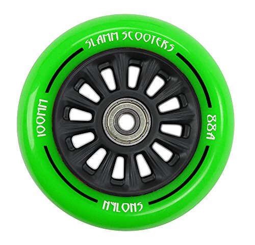 Slamm Scooters 100 mm Nylon Core Roues, Unisexe Adulte, Mixte Adulte, SL509_Green_100 mm, Vert, 100 mm