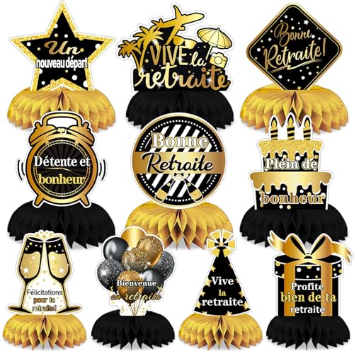 AUGSUN 10 Pièces Décoration Retraite, Cadeau Retraite Femme Homme Vive La Retraite Décoration de Table Retraite Fête Deco Retraite Décoration pour Fête de Retraite