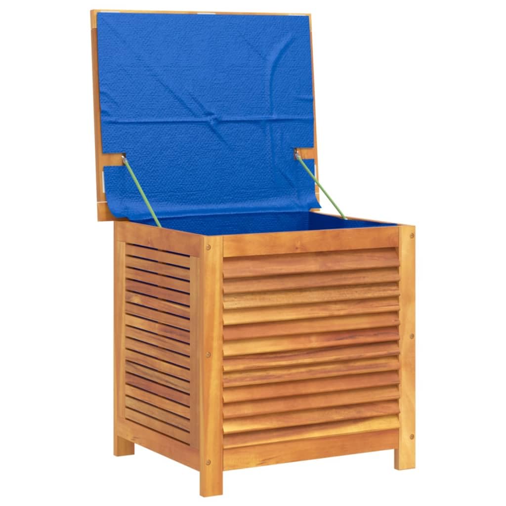 Gecheer Boîte de Rangement de Jardin Persiennes 60x50x56cm Bois Acacia, Coffre de Rangement Exterieur Organisateur de Outils, Coffre à Coussins pour Balcon, Piscine et Terrasse