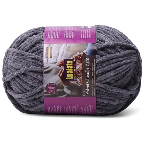 Image of Chunky Chenille Yarn for Crocheting, Grey Fluffy Blanket Yarn for Crochet | 1 Pack of 175 Yds, 7.05 Oz Fuzzy Thick Velvet Yarn for Crocheting Plush Soft Crochet Yarn for Knitting Blankets, Amigurumi