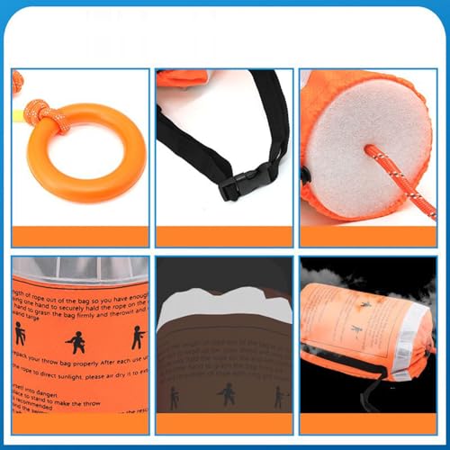 Wasserrettungsausrüstung,15m Robustes Reflektierendes Wurfseil - Hochsichtbare Wurffähige Schwimmhilfe Für Outdoor Abenteuer, Wassersport Und Kajaktouren