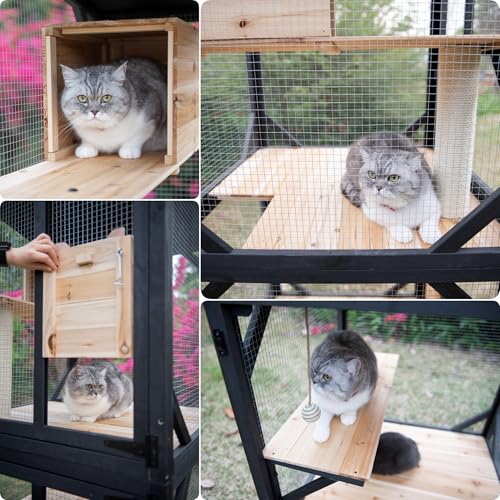 Image of Cat Catio Cat House Outdoor Enclosure Window Large Outside Patio, 4 Wheels