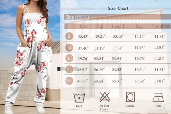 OUFEIYA Womens Casual Sleeveless Adjustable Strap Loose Solid Jumpsuits Baggy Stretchy Long Pant Romper Overalls with Pockets - Image 4