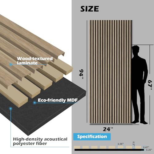 Art3d Paneles Acústicos de Madera Tono Warm Sand para Pared y Techo – Juego de 2, 94" x 24" miniatura 3