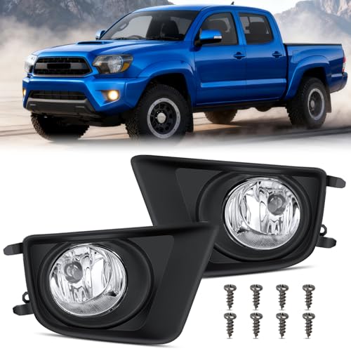 Image of Nilight Fog Lights Assembly Compatible with 2012 2013 2014 2015 Toyota Tacoma Clear Lens Driver and Passenger Side H11 12V 55W Bulbs