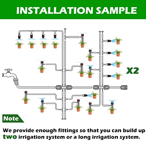 Maotong 240FT Drip Irrigation System Kit, Automatic Garden Watering Misting System for Greenhouse, Yard, Lawn, Plant with 1/2 inch Hose 1/4 inch Distribution Tubing and Accessories by Maotong - Image 3