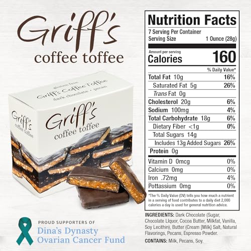 Griff'S Coffee Toffee 0850271002087 Dark Chocolate Covered Coffee Toffee Squares, Traditional English Toffee, Gluten Free thumb #1