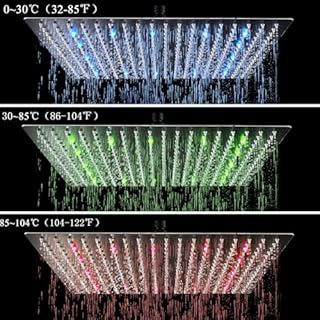 Suguword LED Rainfall Shower Head High Pressure 12 Inch Black LED Rain Shower Head Anti-leak Large Square Ceiling Mount LED Shower Head Self-Cleaning Silicone Nozzle,Matte Black