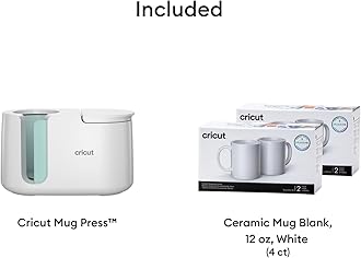 Cricut Mug Press + 4 Blank Mugs (12oz Each)