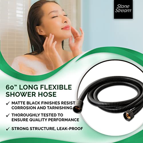 Original StoneStream Flexible 60-inch Shower Hose Replacement for Handheld Showerhead - Matte Black, 72 inches - Image 3