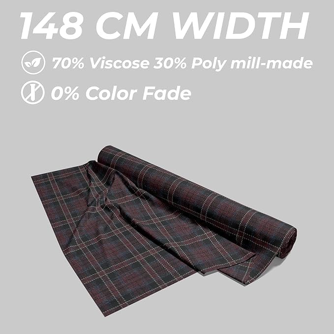Image of BIGREAMS Unstitched Checkered Suiting Luxury Pants Fabric for Men - 1.5 Meter Pant Piece | Premium Blended Material | Soft Finish | Ideal for Formal Trousers