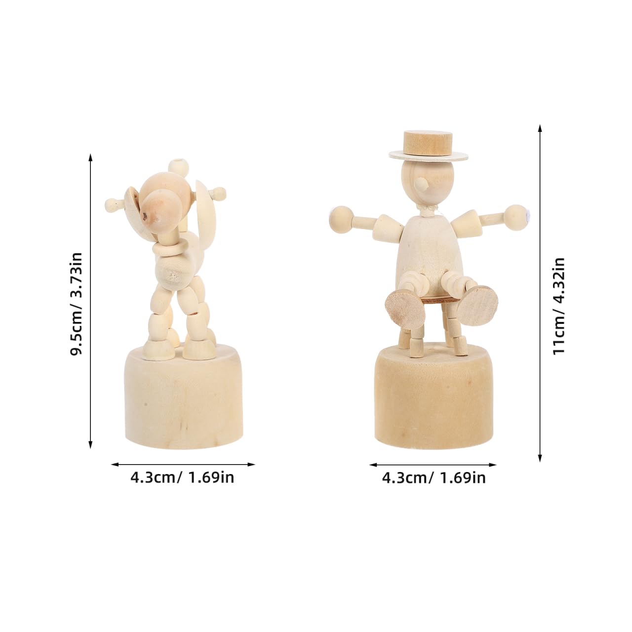 JOINPAYA 2Pcs Unfinished Wooden Animal Finger Puppets DIY Craft Kits for Creative Painting and Home Decoration Small Natural Wood Figures for Art Projects and Educational Play - Image 2