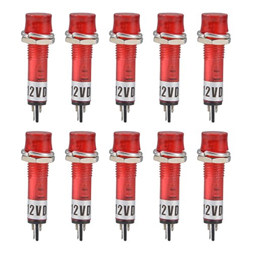 uxcell Signal Indicator Dash Light DC 12V, LED Bulbs XD7-1 Red, 7mm 9/32-inch Panel Mount 10Pcs