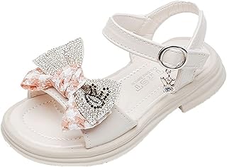 Sapatos femininos de couro e strass design de laço de bico macio vestido de princesa plano (bebê/criança pequena/crianças grandes) sapatos para meninas tamanho 4 meninas grandes