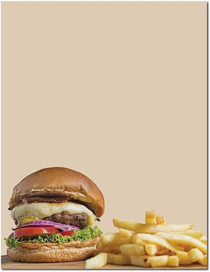 Burger & Fries Letterhead Laser & Inkjet Printer Paper (100 Pack)