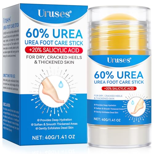 Urea Cream 60% plus Salicylic Acid 2% Urea Foot Care Stick, Foot Cream for Foot Callus Remover, Feet Moisturizer Stick for Dry Cracked Heels, Hands, Knees, Hydrating Heel Balm, Easy To Use