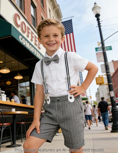 Image of A&J DESIGN Baby Boys Gentleman Suit, 2Pcs Outfit Shirt & Pants
