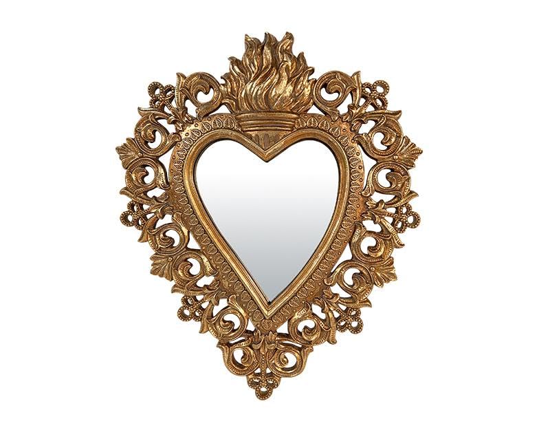 Miroir ex-voto Coeur en métal doré martelé ex voto 24.8x29.8cm