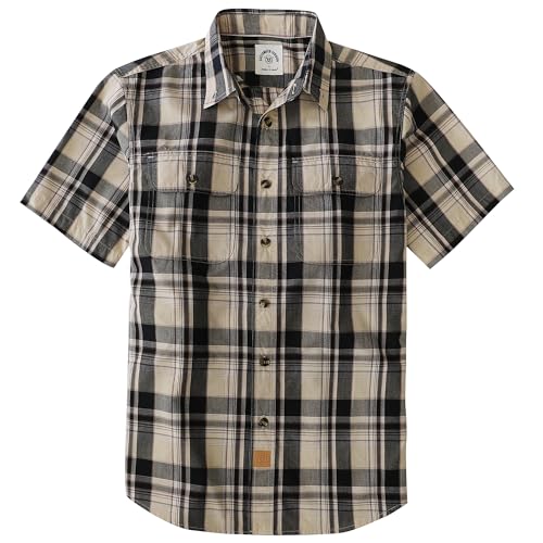 Dubinik® Mens Short Sleeve Button Down Shirts Plaid Casual Western Style Shirt 2 Pocket Lightweight Breathable Regular Fit by Dubinik - Used condition - US$34.35