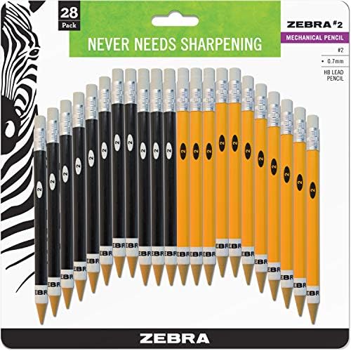 ZEBRA PEN #2 Mechanical Pencil, 0.7mm Point Size, Standard HB Lead, Assorted Barrel Colors, 28-Count