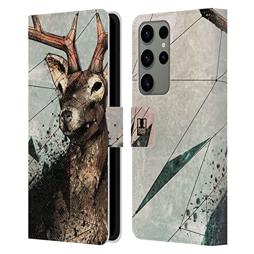 Étui portefeuille en cuir pour Galaxy S23 Ultra avec design artistique poly-sketch