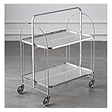 Estructura duradera: este carrito de servicio bien construido con material de alta calidad, estructurado con un marco resistente pesado, construcción de metales duraderos con barniz de hornear a alta temperatura, lo que hace que tenga una excelente resistencia al óxido y la resistencia a la oxidación. La capacidad de peso para cada estante es de hasta 44 lb ..