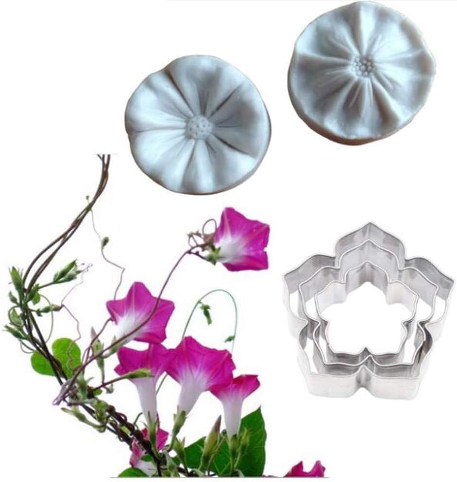 Flower Leaf Petal Veiner Cutter Silicone Molds, Stainless Steel Fondant Cutter Set, for Cake Decorating, Fondant Decorating (Petunia)
