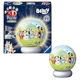 Ravensburger 3D Puzzle Bluey - 3D Puzzle Kinder ab 6 Jahren - Puzzle-Ball mit LED Nachtlicht als Nachttischlampe für Kinder - Bluey Geschenke für Mädchen und Jungen - 12008060