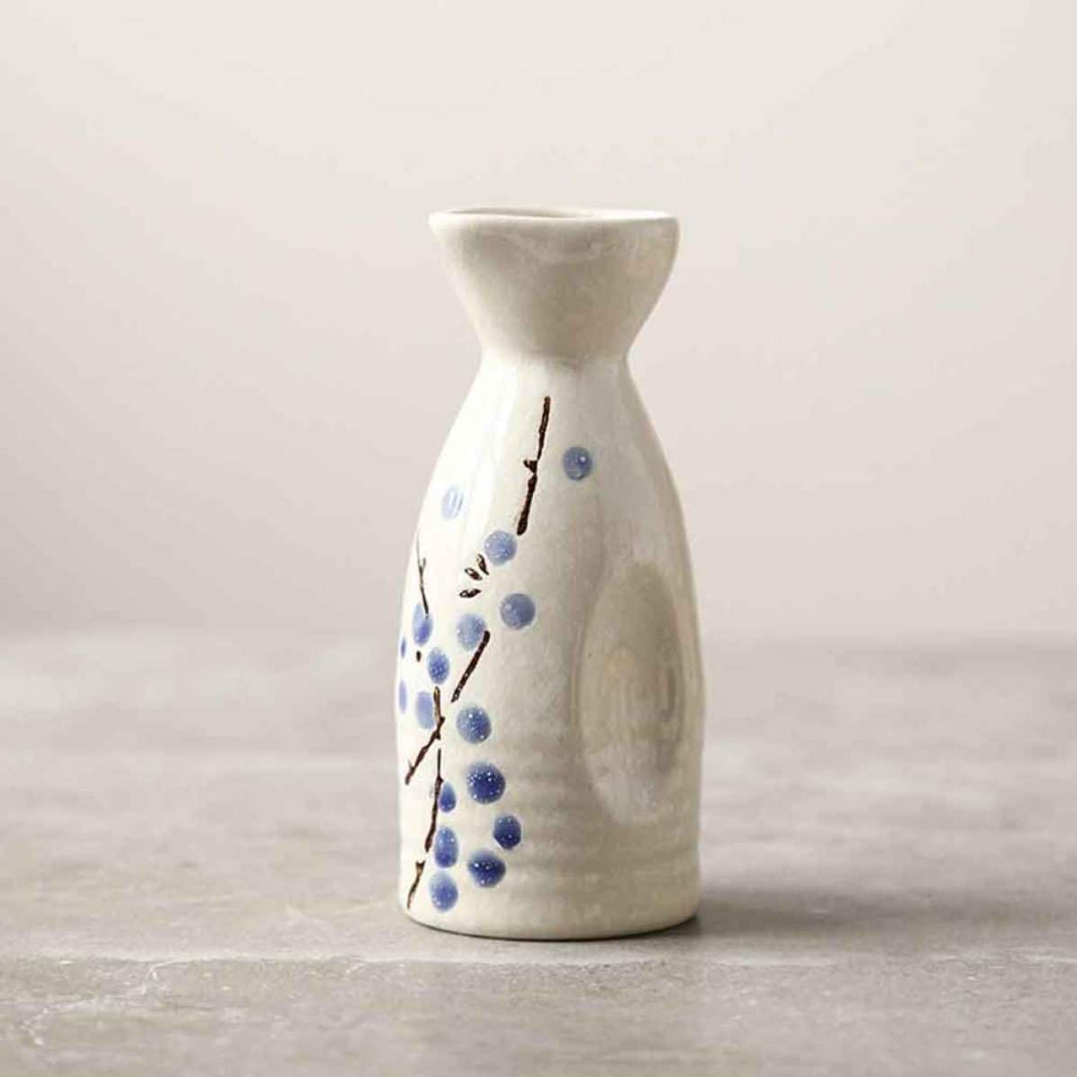 Juego de Sake Japonés de Cerámica Azul para Hogar y Bar