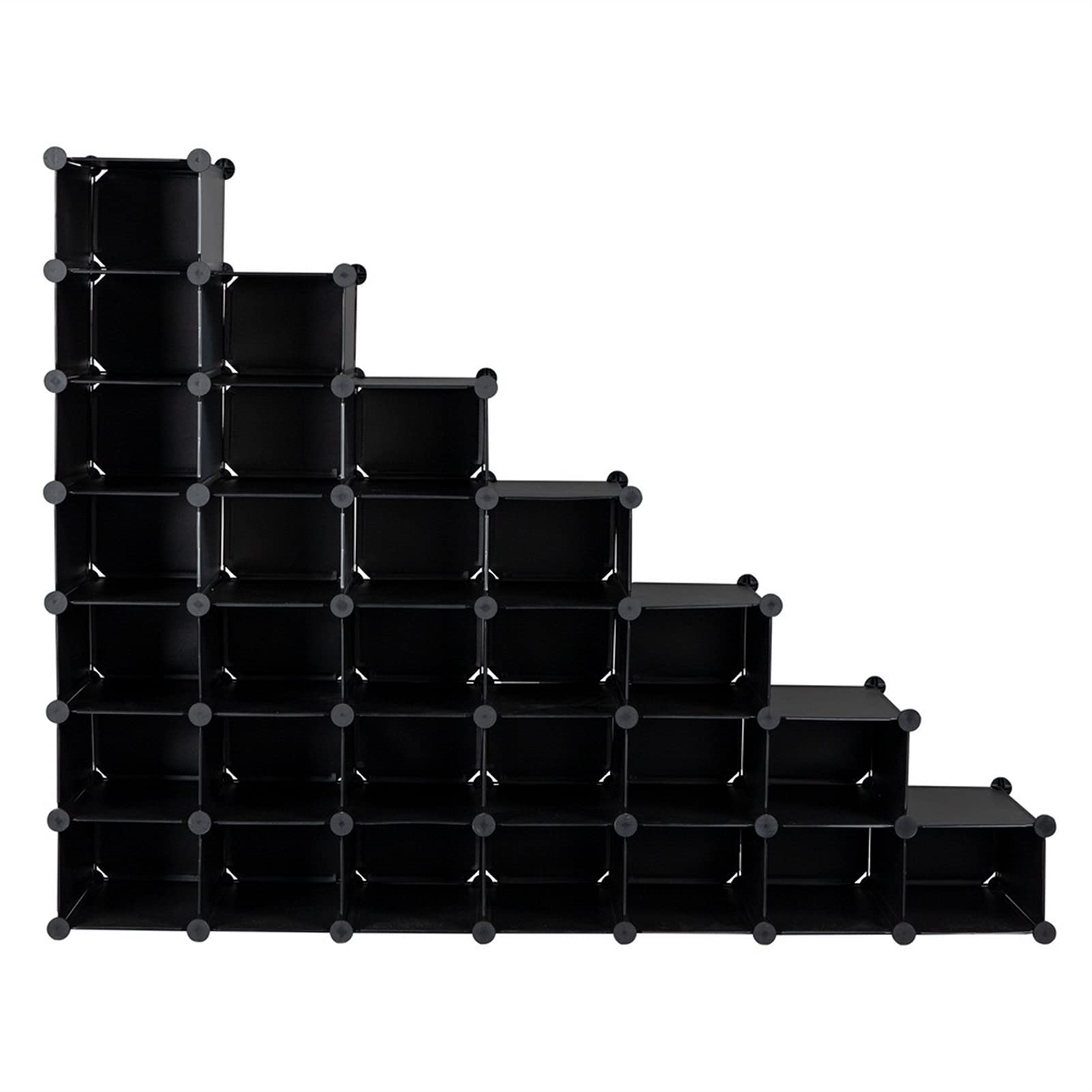 Opled Space Saving 28-Pair Plastic Shoe Units, Cabinet Storage Organizer, 7-Tier Shoe Rack, Used in Entryway Hallway Bathroom Living Room Black