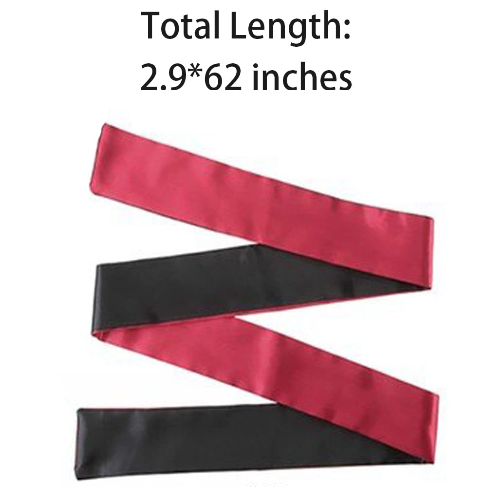 2 Pezzi Maschera di Sonno in Raso Copri Occhi Mascherina per Occhi per Donna e Uomo, Benda Occhi per Viaggio e Dormire - Nero/Rosso