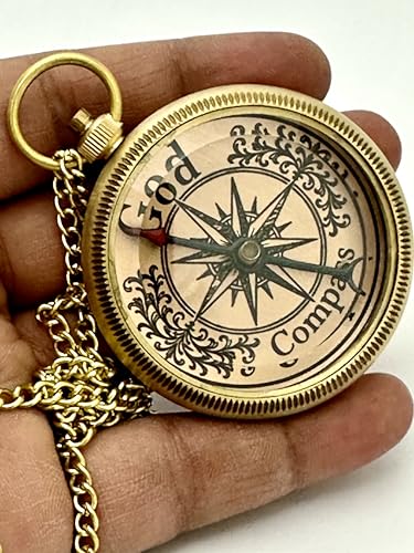 Brújula de bolsillo de latón grabada con Escritura – “Yo te guiaré” Salmo 32:8 | Regalo religioso para hombres y niños miniatura 5
