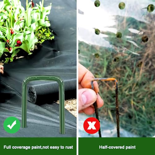 30 Stück Erdanker verzinkt Anti Rost, Bodenanker Verzinkt aus Stahldraht, Erdanker Erdnägel, Uförmige Bodenanker für Unkrautvlies Gartenvlies Camping Zaun Garten (Grün)