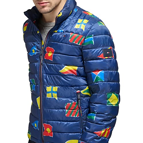 Image of Tommy Hilfiger Mens Embroidered Logo Puffer Jacket