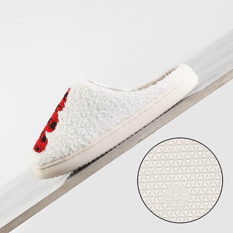 Snugeasy Christmas Slippers Reindeer for Womens Mens Soft Plush Comfy Warm Fuzzy Slippers Red Moose Santa Claus Indoor Outdoor Slip On House Slippers Christmas Gifts, Red Christmas Tree, 9-103