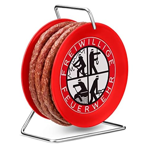 WURSTBARON® - Salami auf Feuerwehr-Trommel - Snack Wurst Mini-Kabeltrommel Schlauchtrommel Modell Freiwillige Feuerwehr - 3,5 Meter Wurst nach Krakauer Art - 240 g Cover
