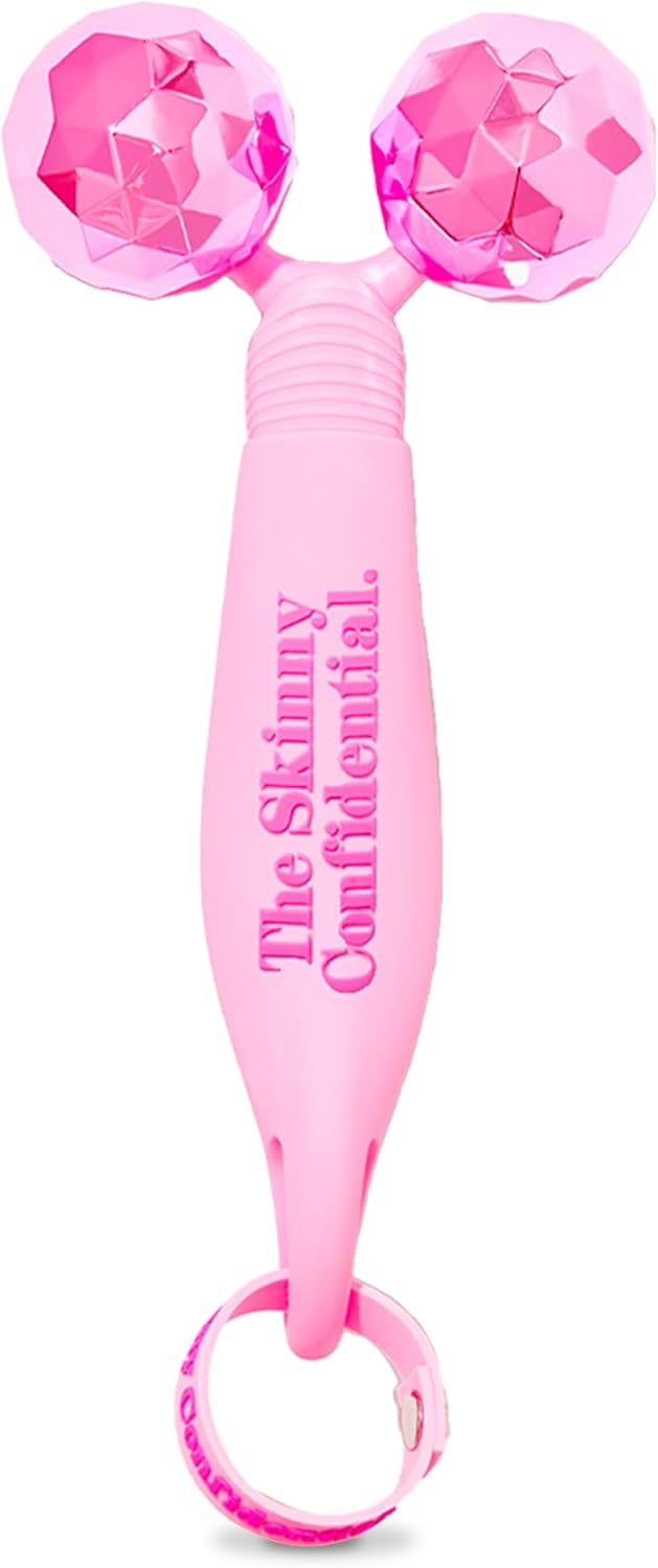 The Skinny Confidential Face Roller – Pink Balls Eye & Facial Roller Massager – Face Massage Tools Skincare for Wrinkles & Fine Lines, Sculpt, Contour, Tighten & De-Puff Skin