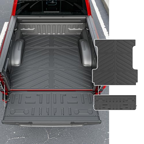 powoq 5.5FT Truck Mat Compatible with 2021 2022 2023 2024 2025 Ford F150 Truck Bed Mat TPE Tailgate Liner Replacement for 2021-2025 Ford F-150 Accessories (5.5FT Bed Mat+Tailgate Mat)