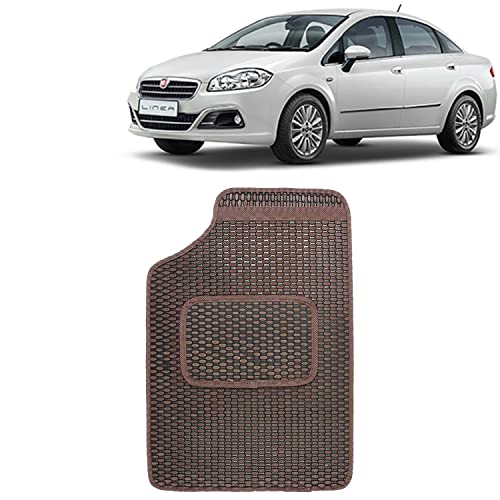 Image of Kingsway Dotted Design Car Floor Foot Mats Universal Fit for Fiat Linea, Model Year : 2007-2019, Water and Dustproof, Color Brown, Set of 5 Pieces