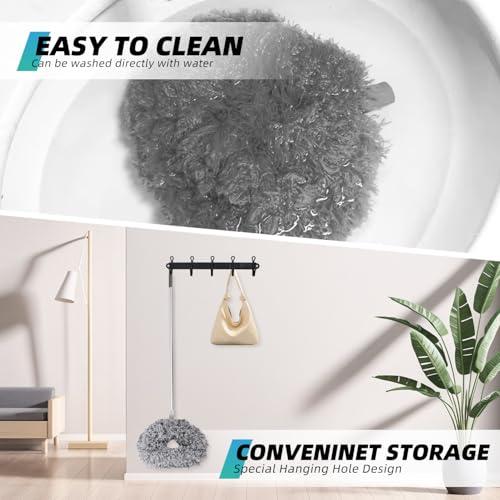 Image of DRQ Ceiling Fan Cleaner Duster, 2 Pack Reusable Microfiber Duster with Extension Pole, 13 to 48 Inch Fan Blade Cleaner, Removable Dusters for Cleaning Walls Bookshelves Door Window Top (Grey)