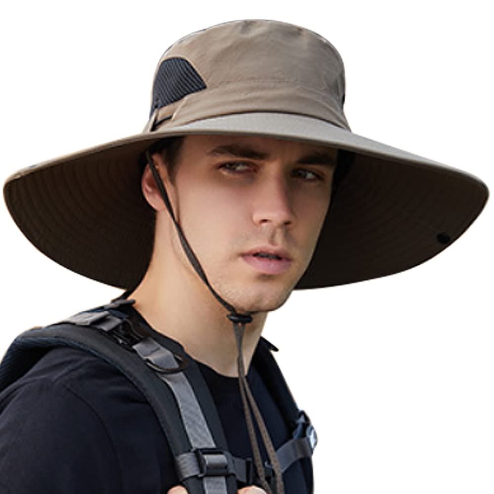UVSAI Chapeau De Soleil Pliable UPF 50+ à Motif Sous Le Bord Pour L'été, La Randonnée, La Pêche, La Plage, Le Safari, Hommes Et Femmes, Bleu Aérien., Medium