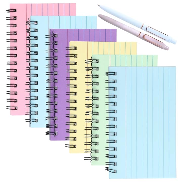 Paquete de 6 Tarjetas de Índice con 2 Bolígrafos, 300 Piezas Flashcards en 5 Colores, Tarjetas de Revisión con Tapa Transparente, Fichas Rayadas para el Aprendizaje, la Memoria, Notas Adhesivas