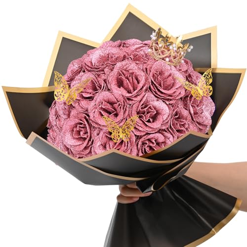 Waipfaru Glitter Roses Bouquet for Special Occasions