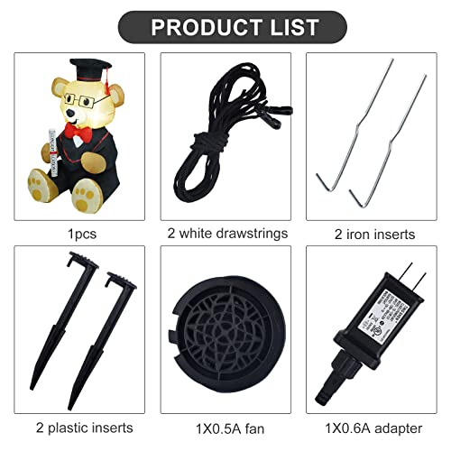 Hzgdejtg 4 Feet Graduation Season Inflatable Toys Outdoor Decorations, Built-In Led Lights For Patio Decorations, Suitable For Patio, Garden, Outdoor, Lawn, Decorative Inflatable Dr. Bear. #TOP5