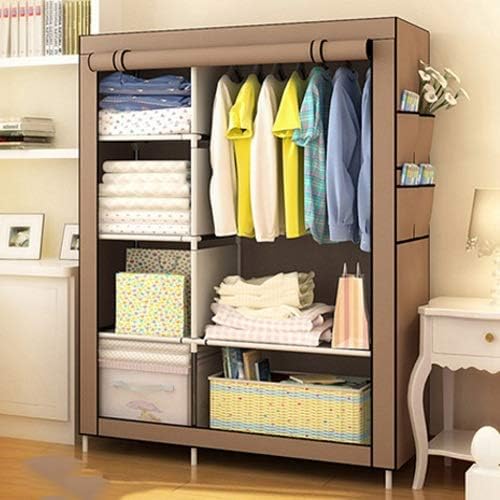 When the Quarter Wardrobe Non-Woven Fold Portable Storage Cabinet Multifunction Dustproof Moistureproof Closet(D)