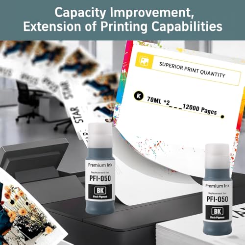 Image of KOSH PFI 050 Refill Ink Compatible for imagePROGRAF TC-20 TC-20M Ink Tank Printers