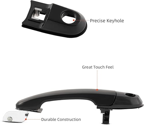 Miniatura 4 de DEAL AUTO ELECTRIC PARTS Kit de reemplazo de manija de puerta exterior negra, 4 piezas izquierda+derecha delantera + parte trasera, compatible con